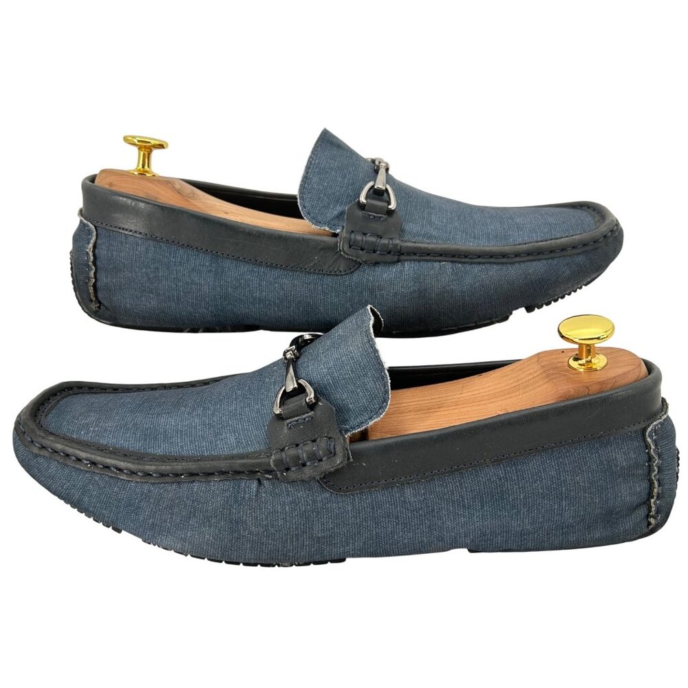 Blue Denim Men's 10M Horsebit Driving Loafers Mercanti Fiorentini Shoes Loafers - Picture 6 of 10